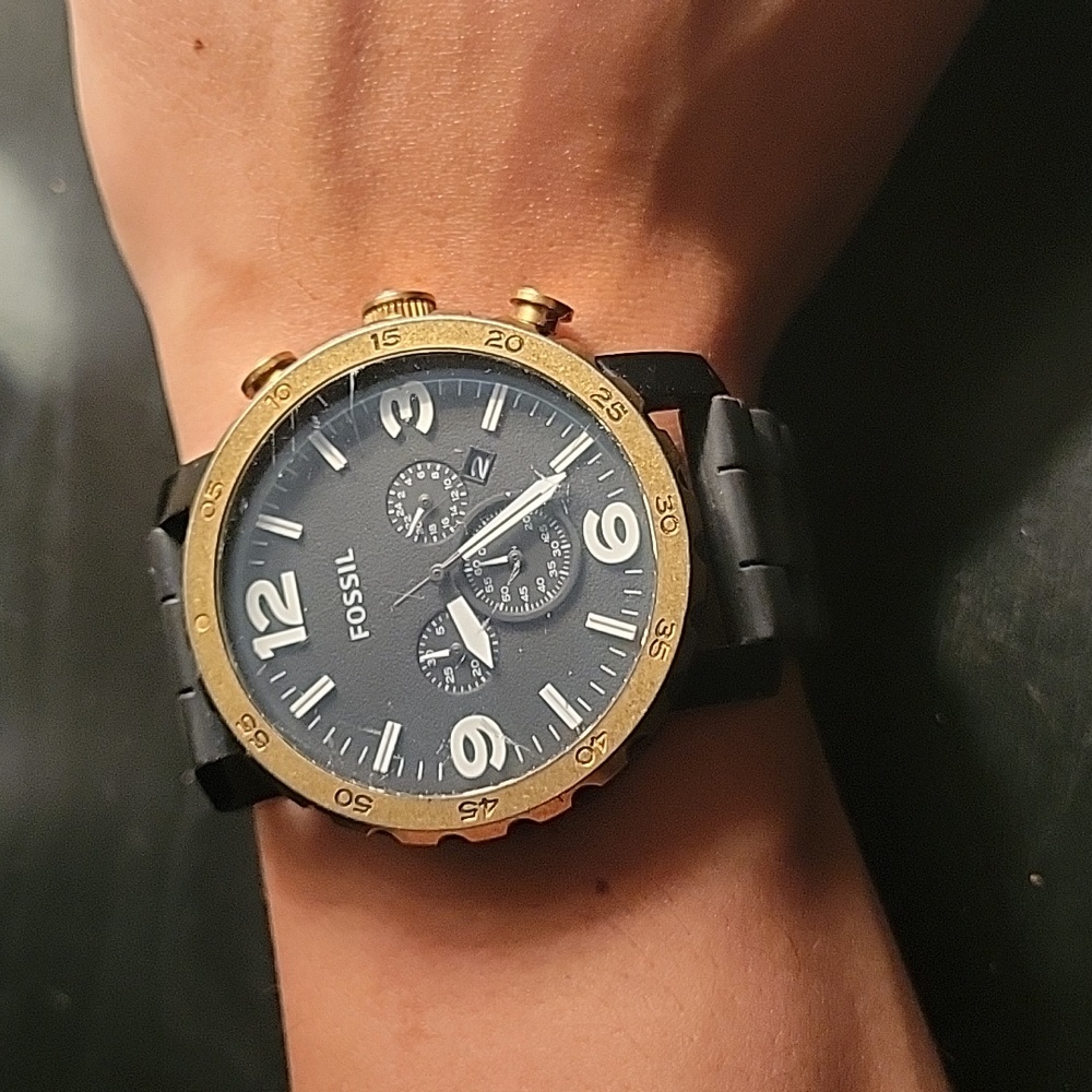 Fossil Nate Chronograph Black Dial Black PVD Stainless Steel Men's Watch